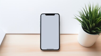Poster - Cropped shot top view of businessman hands using smartphone mockup 