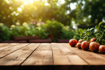 Wall Mural - tomatoes on the wood table