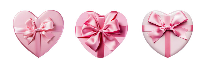 Wall Mural - Pink heart ribbon isolated on white background