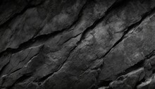 Black White Grunge Background Rock Texture With Cracks Stone Wall Background With Copy Space For Text And Design Web Banner Dark Gray Rocky Surface Close Up