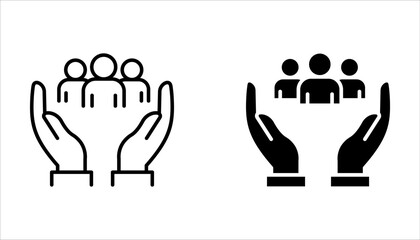 Wall Mural - An inclusive workplace. Employee’s Protection Filled Outline icon set vector illustration.