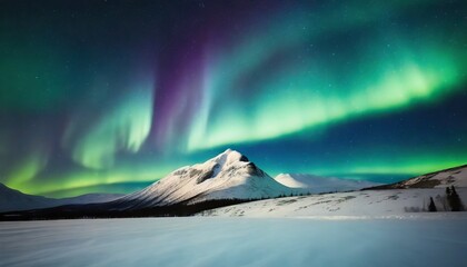 Wall Mural - snow mountain with aurora in the background travel concept world explore northern light