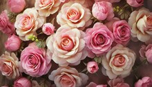Beautiful Artificial Rose Flowers Background Vintage Style