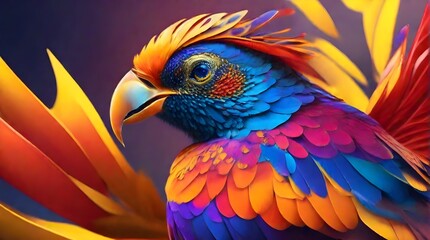 Wall Mural - Colorful macaw parrot on colorful background, close-up