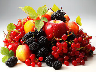 Wall Mural - Special Composition with different fruits, vegetables and berries on white background