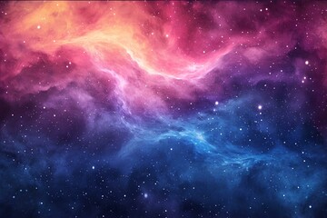 Wall Mural - delicate and soft night sky, twinkling stars on watercolor background, red and blue, dreamy fantasy 