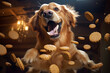 Retriever dog causing chaos sending flying biscuits and cookies 
