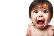 Shocked cute little baby girl child crying and screaming with large eyes. ai generative