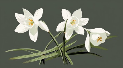 Wall Mural - Blooming spring white snowdrops background. International happy womens mothers day, 8 March, Easter concept. White spring flowers illustration for greeting card, banner, post, poster..