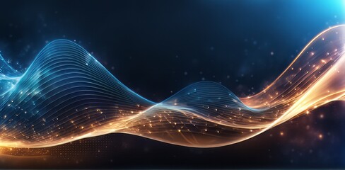 Poster - digital business abstract wave technology background the futuristic realm with this captivating wallpaper, the mesmerizing wave of science , creating a visual network of innovation