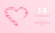  Poster or banner Happy Valentine's day. Background for sale with hanging hearts. Discount up to 50%. Happy Valentine's day. Header or voucher template with hearts.