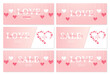 Set of posters or banners with Valentine's day. Background for sale with hanging hearts. Happy Valentine's Day header or voucher template with hanging hearts.