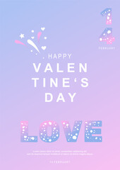 Wall Mural - Valentine's day concept poster. Romantic event celebration greeting cards. Cute love banners or greeting cards. Happy valentine design vector.