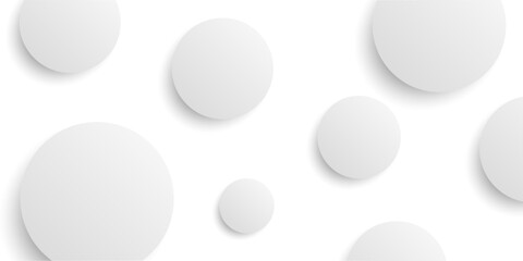 Poster - Light background with white balls, ball in empty space. White abstract 3d round spheres. Background with neumorphism circles. Geometric design circle shapes, abstract 3D circle white wallpaper