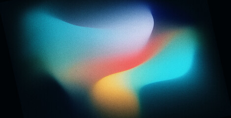 Poster - 4K Beautiful color gradient background with noise. Abstract pastel holographic blurred grainy gradient banner background texture Colorful digital grain soft noise effect Nostalgia, vintage, retro	