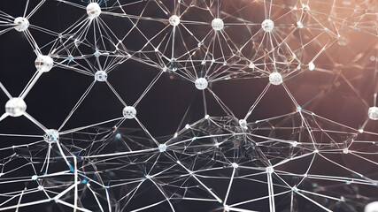  Wireframe connectivity mesh geometric network tech background concept.. AI generated image, ai