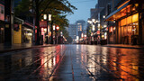 Fototapeta Londyn - Night city street during rainy day