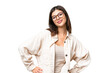© luismolinero - Young Russian woman over isolated chroma key background posing with arms at hip and smiling