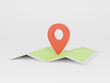 location symbol pin icon sign or navigation locator map travel gps direction pointer and marker place position point design element, 3D render illustration