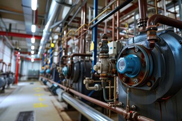 Poster - Modern boiler room with gas boilers, industrial heating.