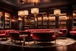 A classic cocktail lounge with plush velvet seats and crystal glassware, capturing the elegance of retro nightlife. Generative Ai.  