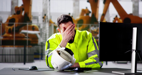 Poster - Shocked Engineer In Modern Car Factory