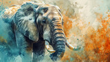 Fototapeta Krajobraz - The watercolor pattern of the Batten Elephant with soft strokes, giving innocence and lightness