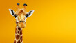 giraffe on a yellow background.Generative AI