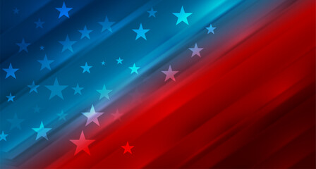 Aufkleber - Blue and red concept smooth USA flag abstract vector background with stars and stripes