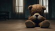 Silent Witness: A poignant concept of child abuse depicted through a teddy bear covering its eyes in an empty room.
