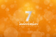 © AbdullahAl - Seventh 7th Anniversary celebration, 7 Anniversary celebration, Realistic 3d sign, Orange background, festive illustration, Silver number 7 sparkling Glitter, 7,8