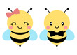 bee characters, boy and girl bee, isolated vector. Hand drawn cute cartoon mascot