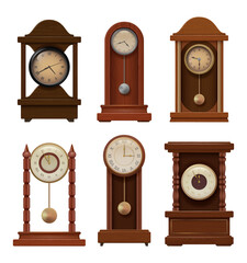 Poster - Antique clocks. Time symbols premium vintage old style clock decent vector pictures collection set in realistic style