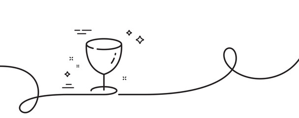 Poster - glass line icon. continuous one line with curl. tableware wineglass sign. drink crockery kitchenware
