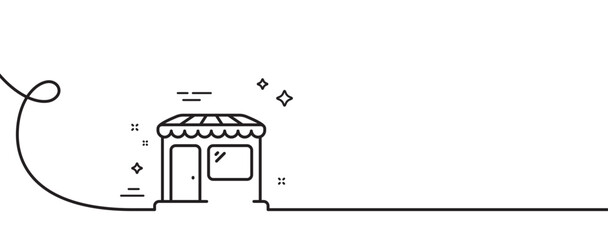 Poster - market line icon. continuous one line with curl. wholesale store sign. retail marketplace symbol. ma