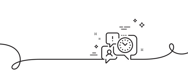 Poster - time management line icon. continuous one line with curl. clock sign. watch symbol. time management 