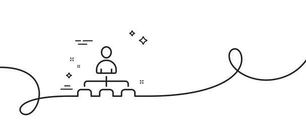 Poster - management line icon. continuous one line with curl. business strategy sign. development symbol. man