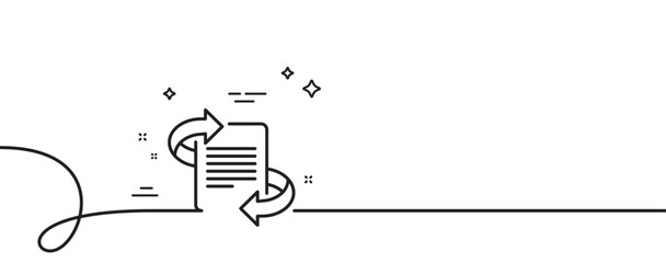 Poster - marketing line icon. continuous one line with curl. page with arrows sign. article symbol. marketing