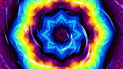 Aufkleber - Spinning abstract magic flower. Esoteric cosmic mandala with rayses. 4k Looping footage. Symbol of the sun.