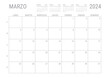 Marzo Calendario 2024 Mensual para imprimir con numero de semanas A4