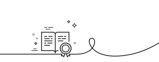 Aufkleber - certificate line icon. continuous one line with curl. certified document sign. medal or stamp symbol