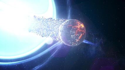 Wall Mural - massive black hole sucks alien planet 3d rendering of large black hole pulling planets, sci-fi conce