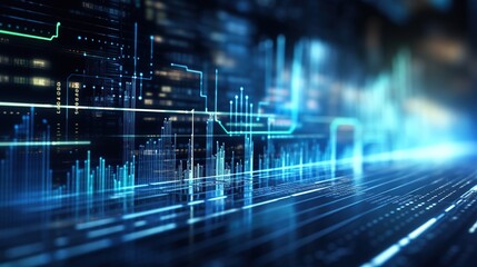 Poster - A visually striking blue digital technology background with glowing lines and data network representation.
