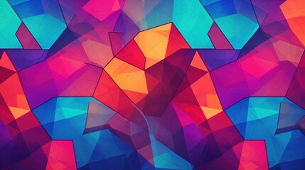 Poster - Colorful Geometric Shapes Abstract Background. Vibrant abstract background with a mosaic of geometric shapes in a spectrum of colors, creative and modern design uses.