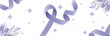 Bannière avec des rubans violets en soutien à la lutte mondiale contre le Cancer - Arrière-plan contre la maladie - Sensibilisation, prévention et solidarité - Univers médical - Vecteur