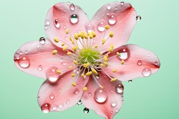 Poster - pink flower with dew drops