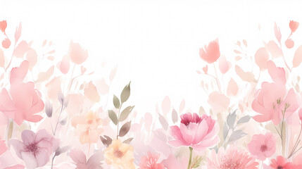  Floral frame with watercolor flowers, decorative flower background pattern, watercolor floral border background