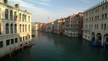 Morning View Of Canal Grande From Ponte Di Rialto Bridge In Venice, Italy