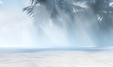 Palm Trees Over White Sand And Blue Ocean