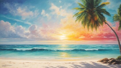 Wall Mural - beach with palm trees